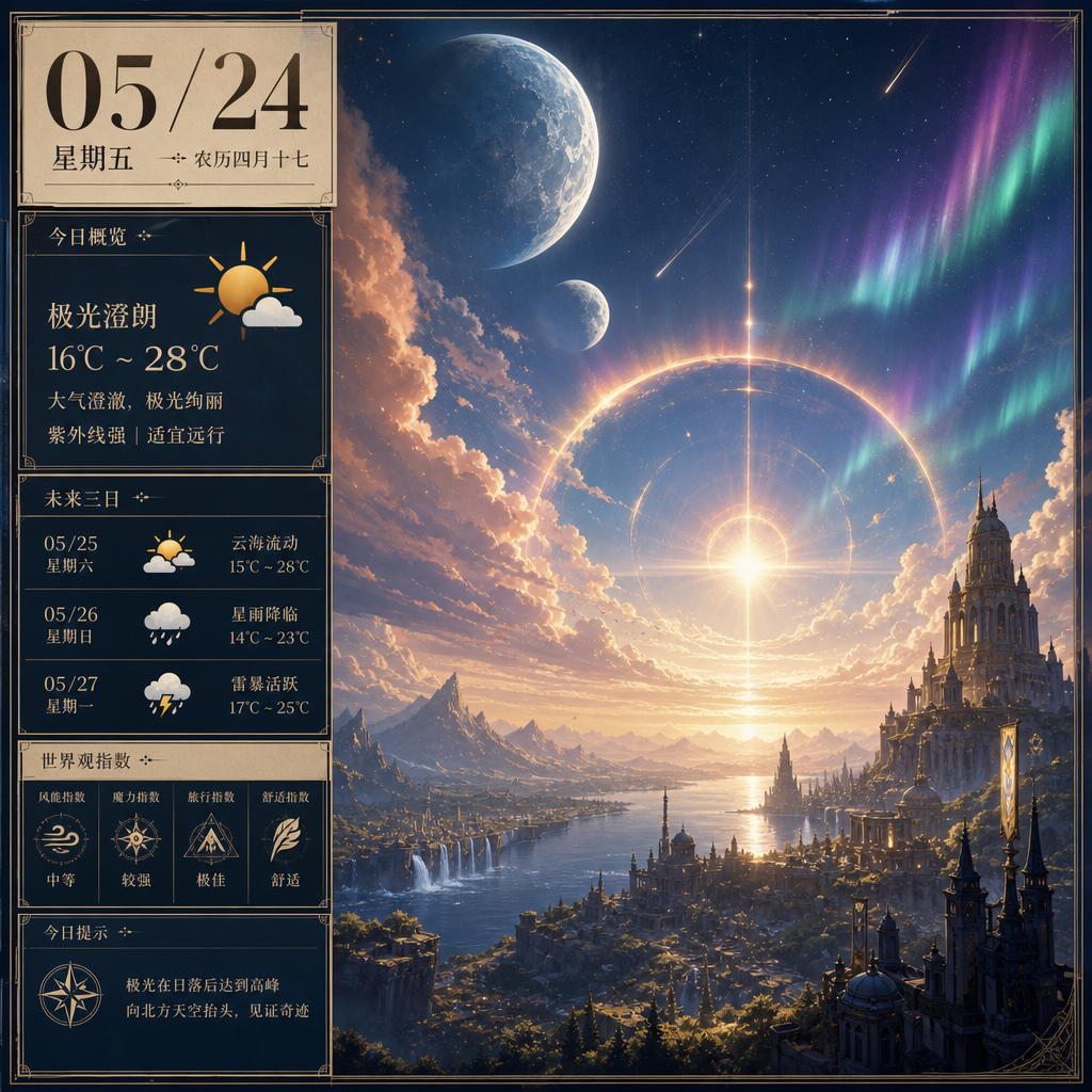 世界观天气日报海报 — 模板展示卡