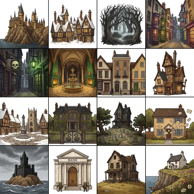 4 by 4 location icon grid