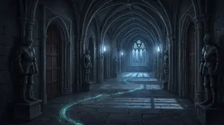 Décor du couloir de Hogwarts de nuit