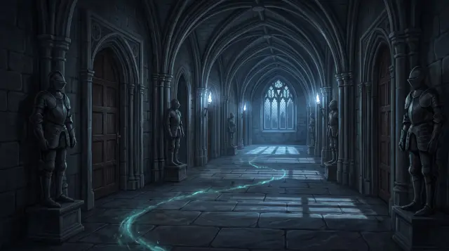 Hintergrund Hogwarts-Korridor bei Nacht