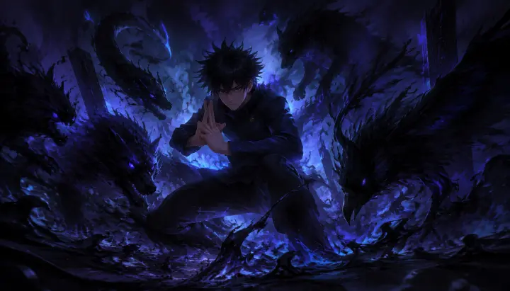 Jujutsu Kaisen — Megumi Chimera Shadow Garden battle scene