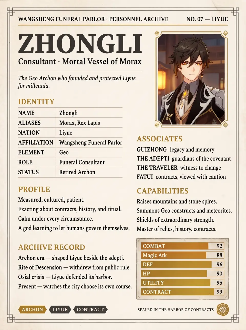 Zhongli profile card