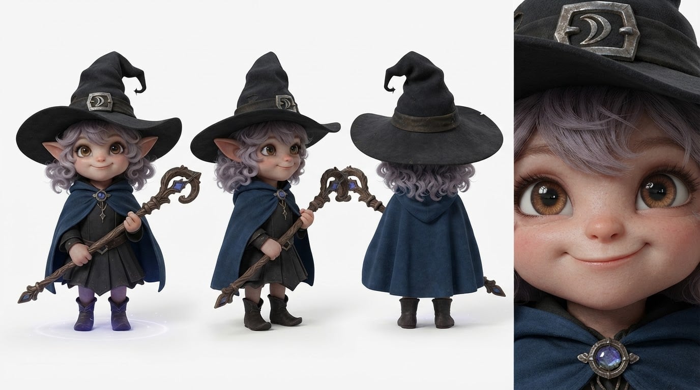 参照シート — 小さな妖精の魔女ルル、四つの視点