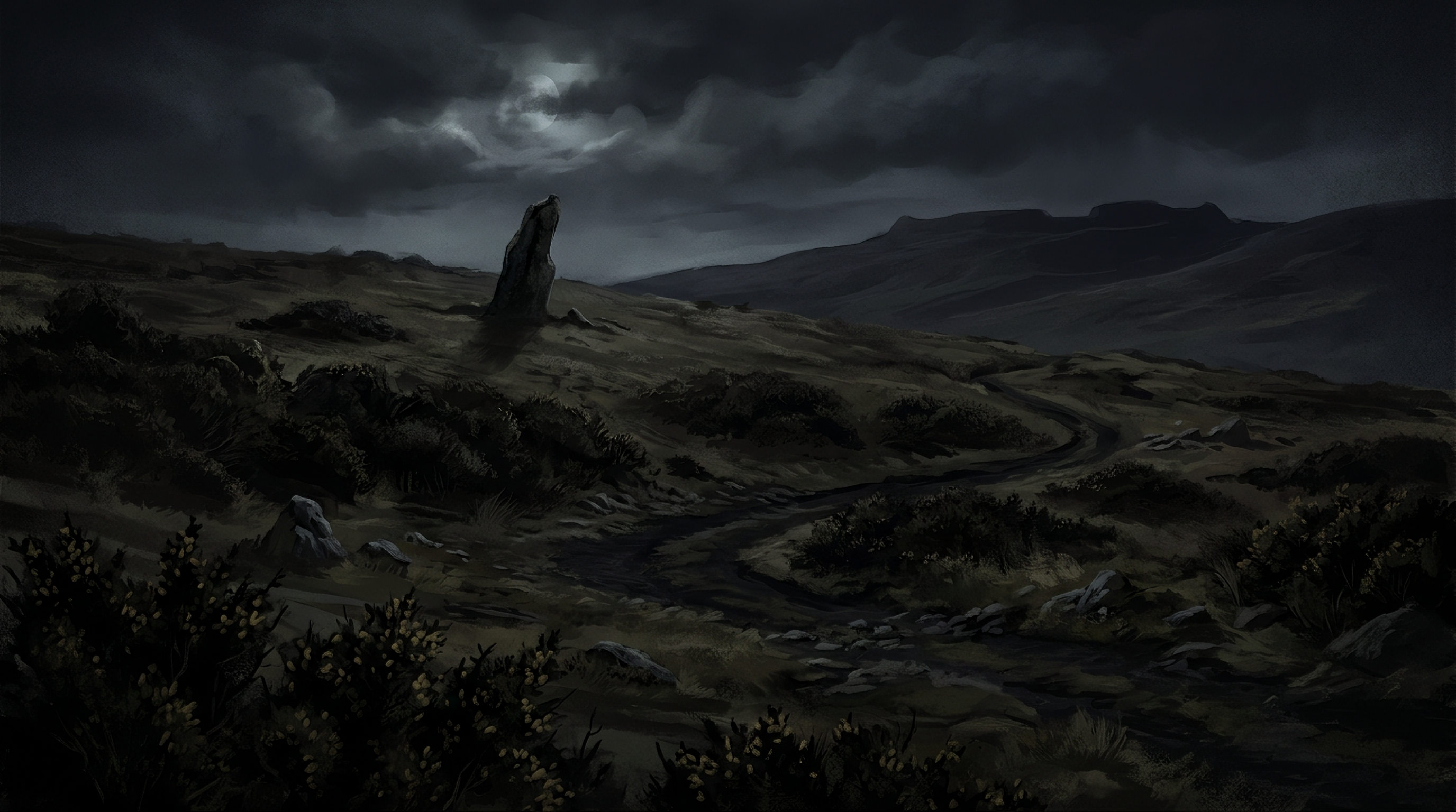 Fondo de escena: ladera galesa