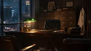 Scene background — the chief surgeon’s office at night