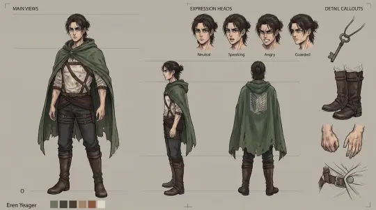 Eren Yeager — hoja de diseño