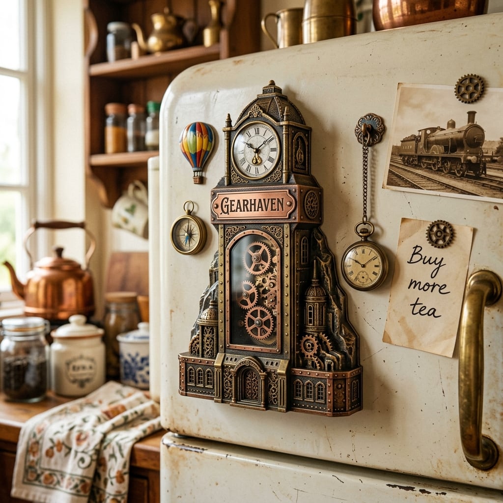 Location Fridge Magnet — Gearhaven Steampunk Clock Tower sample