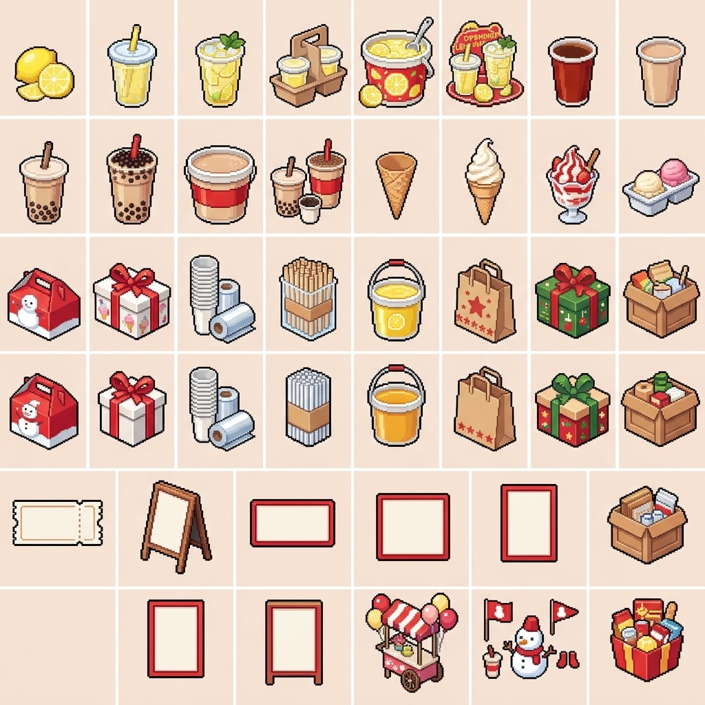 Pixel Snow King Ice City — hoja de productos 4×8