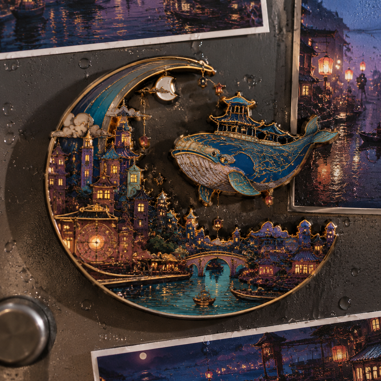 Location Fridge Magnet — Whale-Lantern City sample