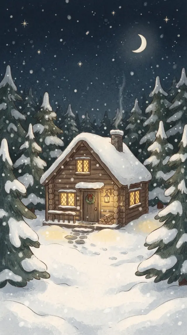The snowy cottage location plate