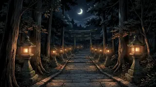 神社夜间小径 —— 场景背景