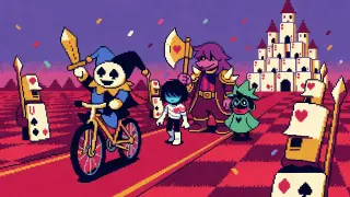 Deltarune – die Parade im Kartenkönigreich in Krea 2 Pixel Art
