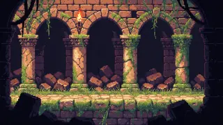 Primer plano cercano de ruinas con parallax