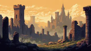Fondo lejano de ruinas con parallax
