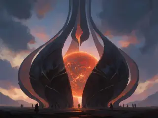 The Sable Sun — Visual da chave do Lamp Gate (Krea 2)