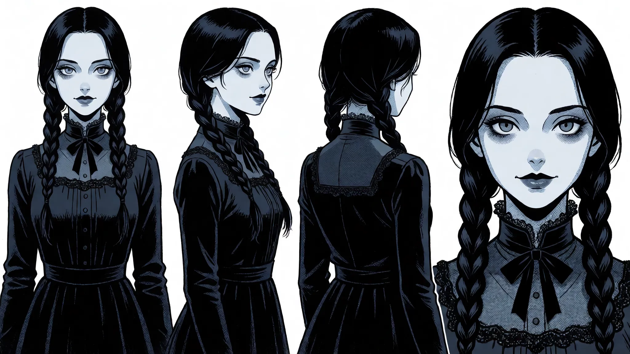 Das Gothic-Mädchen — früher Bogen mit drei Ansichten