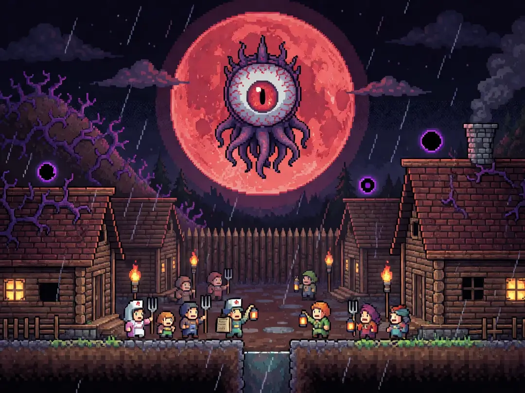 The First Blood Moon — Visual clave del evento (Krea 2)