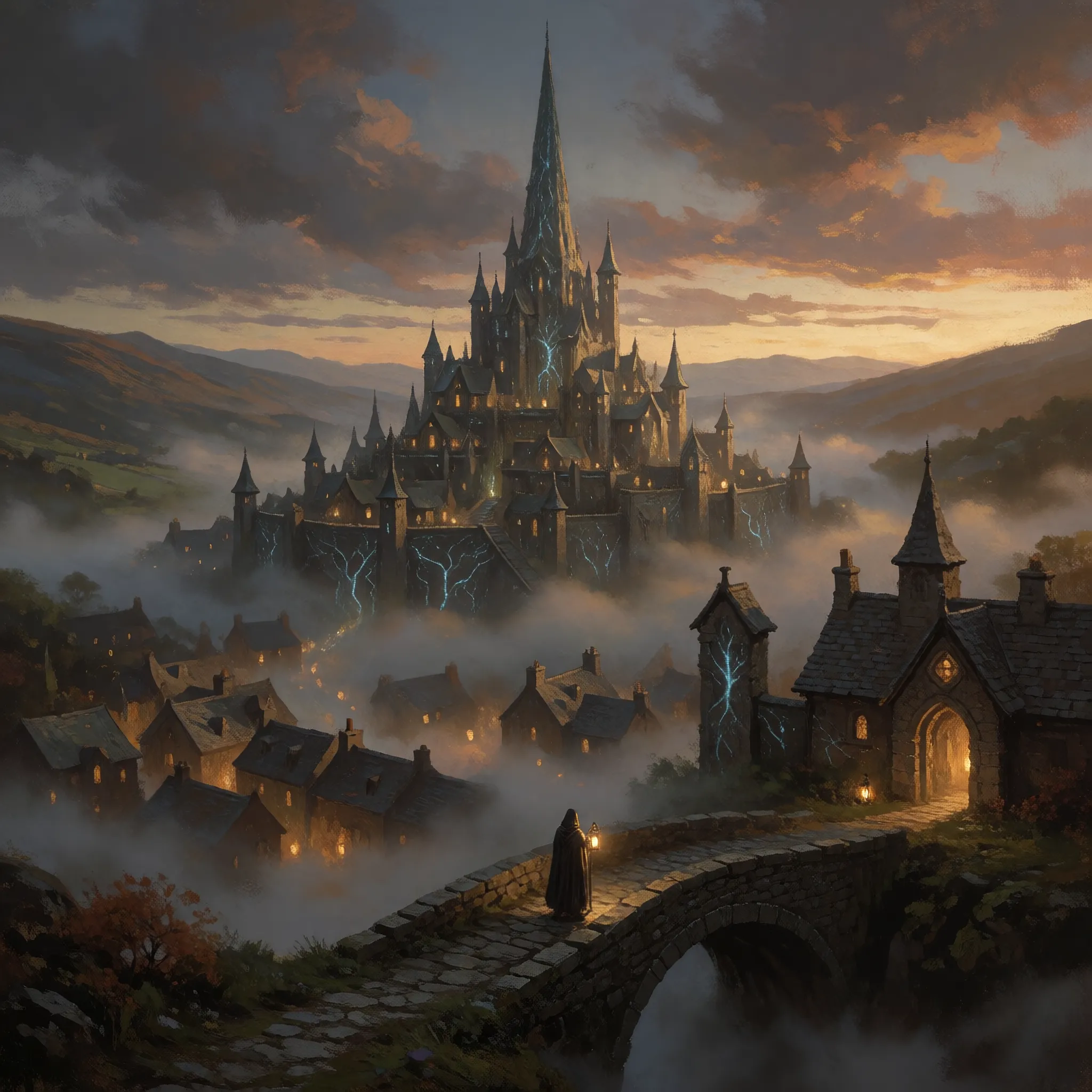 The Waning Light — Visuel clé du monde Aethermoor (Krea 2)