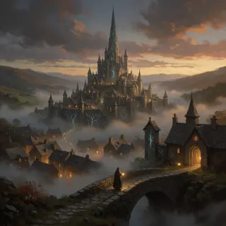 The Waning Light — Aethermoor World Key Visual (Krea 2)
