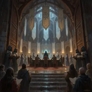 The Convocation of Waning — Aethermoor World Key Visual (Krea 2)