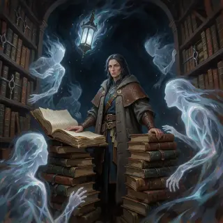 Mirelle of the Ninth Echo — Deep Archivist Key Visual (Krea 2)