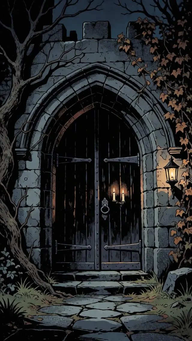 Castle Door at Night — scene reference