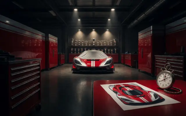 Scene background — Legacy Team Garage at Night