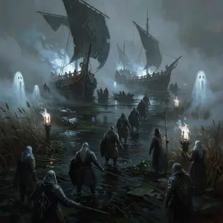 The Tithe Wars — Sighing Mire Key Visual (Krea 2)