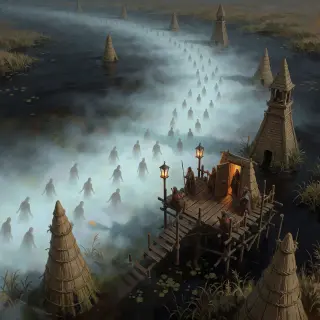 The First Hollow Tide — Warden Outpost Key Visual (Krea 2)