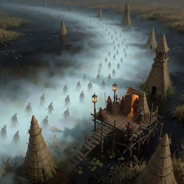 The First Hollow Tide — Warden Outpost Key Visual (Krea 2)